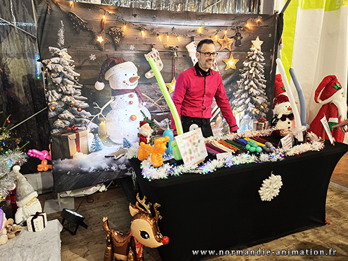 animation ballon marché de noel manche calvados normandie isigny sur mer